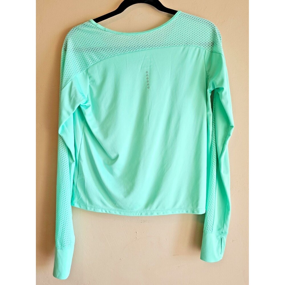 Nike Running Top Womens Med Pastel Green Swoosh Dri-FIT Long Sleeve Activewear - Picture 2 of 5